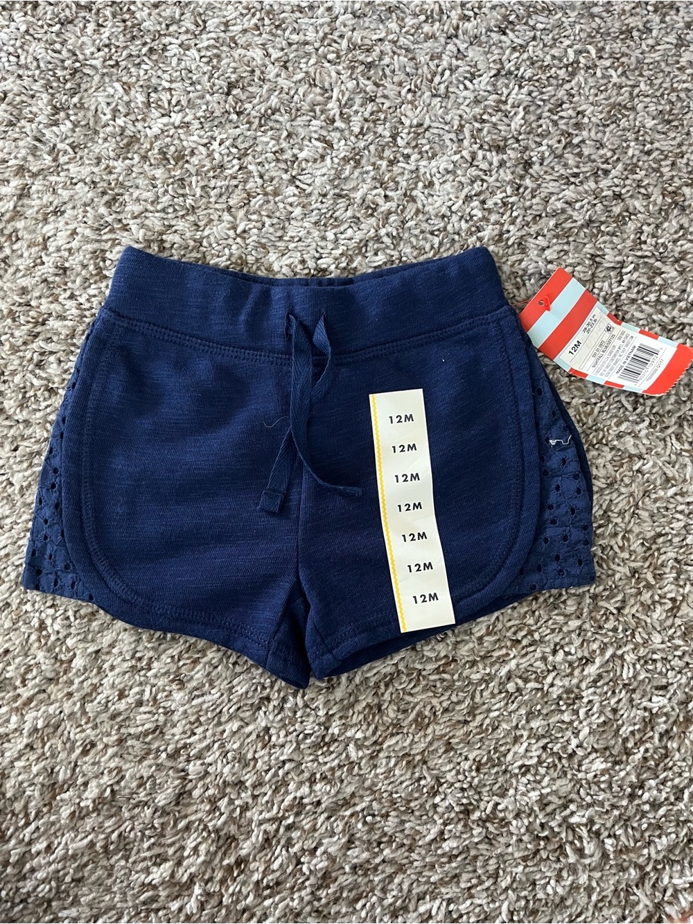 NWT Cat & Jack 12M Navy Drawstring Shorts